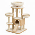 Árbol para gatos de MDF con postes de sisal y plataformas de poliéster beige
