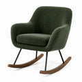 Mecedora de Pana Verde Oscuro con Patas de Madera y Metal
