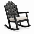Mecedora de madera con cojín de algodón negro y beige