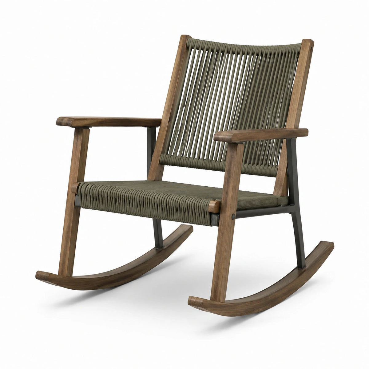 Mecedora de Madera y Cuerda de Poliéster Verde
