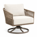 Sillón giratorio de cuerda sintética beige con base metálica