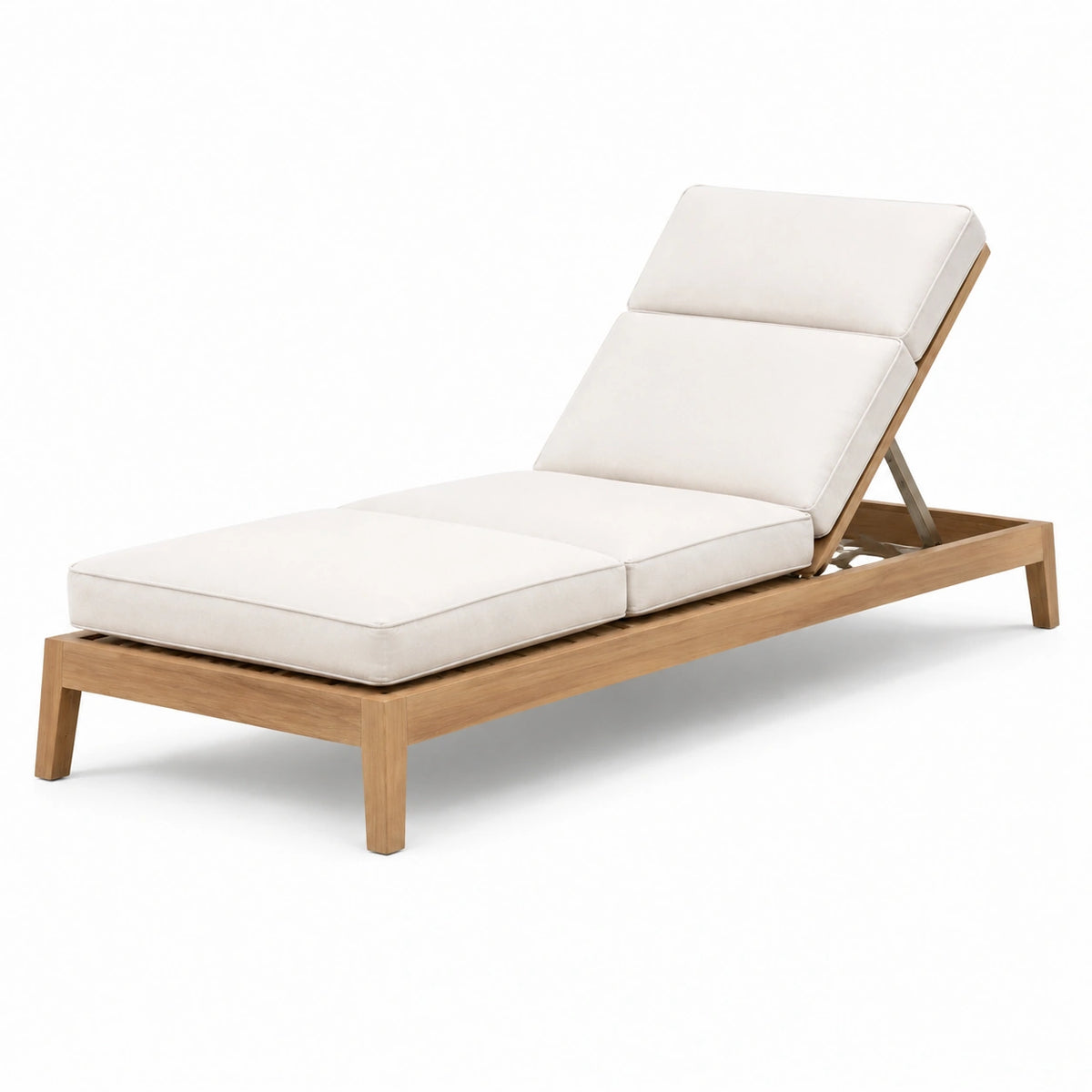 Tumbona de teca ajustable con cojines beige