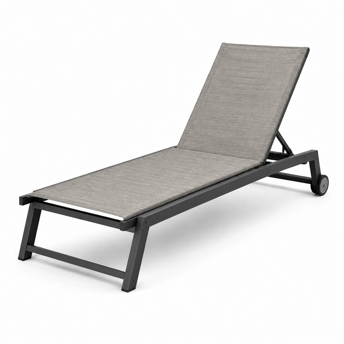 Tumbona de metal gris con textilene ajustable