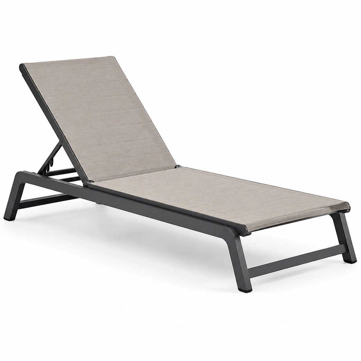 Tumbona de aluminio y textilene gris con respaldo ajustable