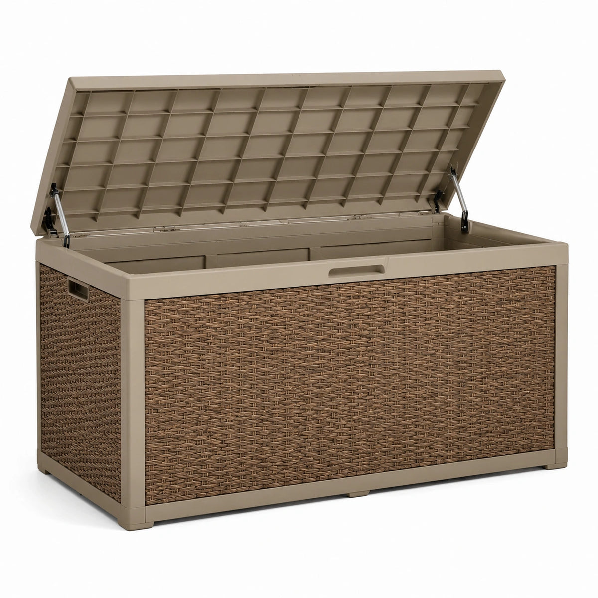 Cofre de almacenamiento de resina marrón/beige 117x45x57 cm