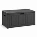 Baúl de jardín de plástico gris oscuro 117x45x57 cm