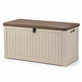 Baúl de resina beige/marrón 120x60x65 cm con cierre