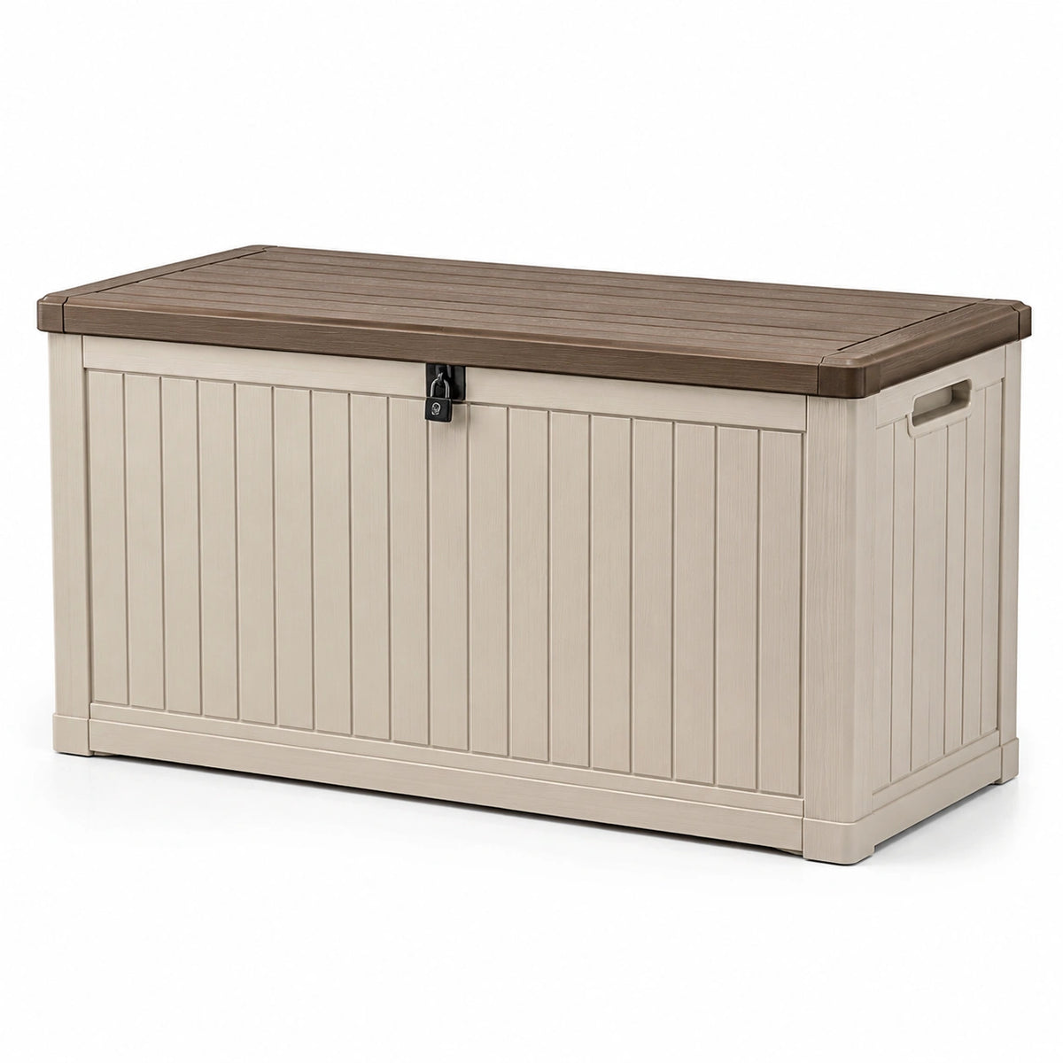 Baúl de resina beige/marrón 120x60x65 cm con cierre