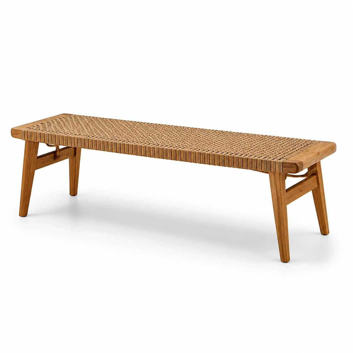 Banco de Madera de Teca y Ratán 150x40x45cm