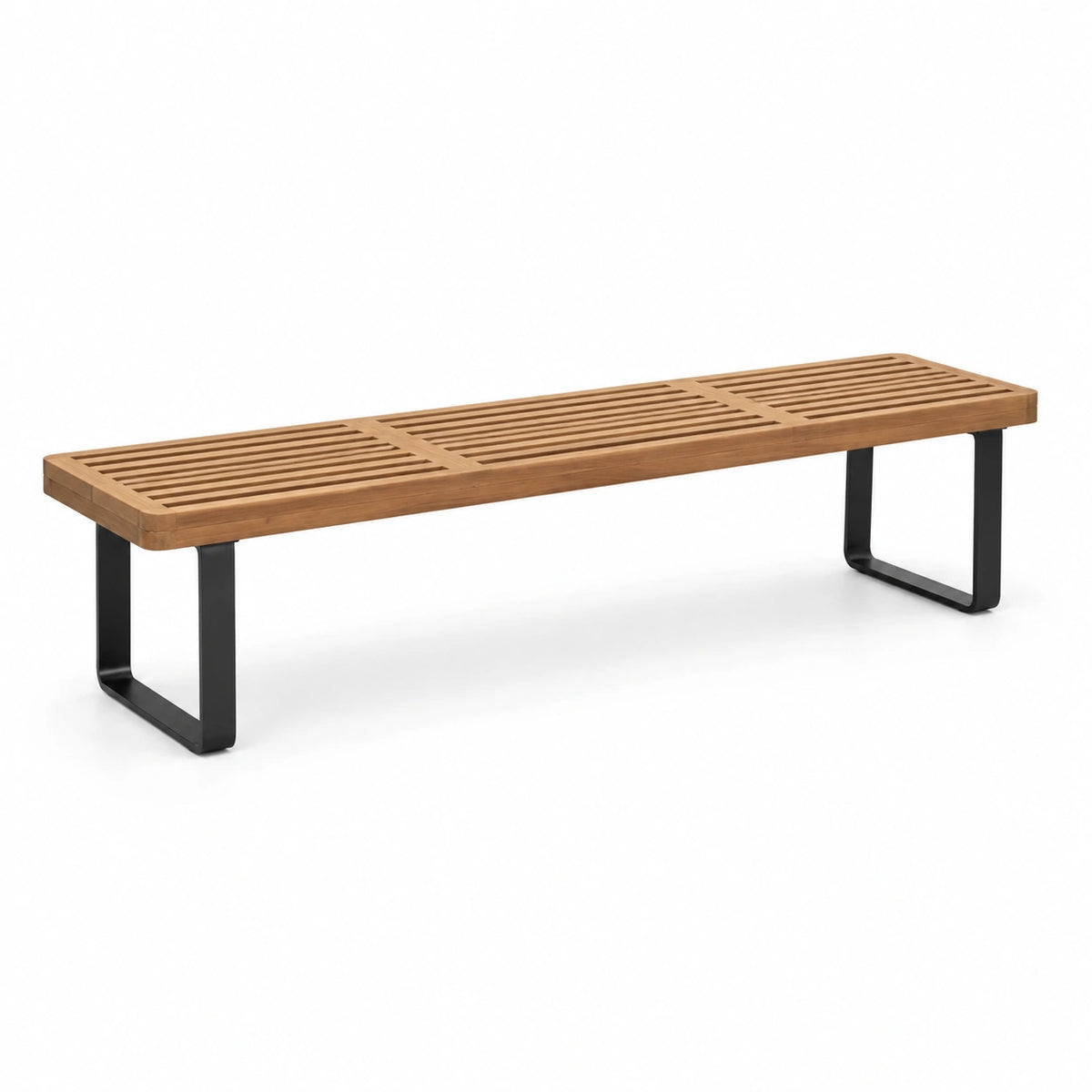 Banco de Madera de Teca y Acero para Exteriores 180 cm