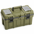 Caja de herramientas de plástico verde con compartimentos