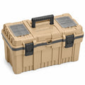 Caja de herramientas de plástico beige con compartimentos 51x28x27 cm