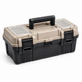 Caja de herramientas de plástico con compartimentos transparentes