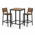 Conjunto de bar de 3 piezas con estructura de acero y madera de teca