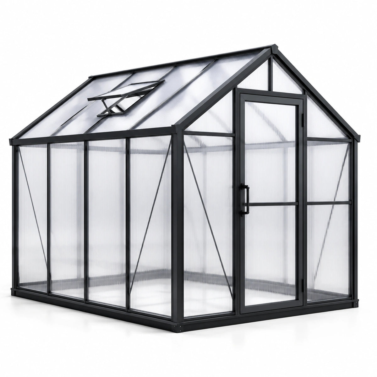 Invernadero de aluminio y policarbonato 250x190x195 cm negro